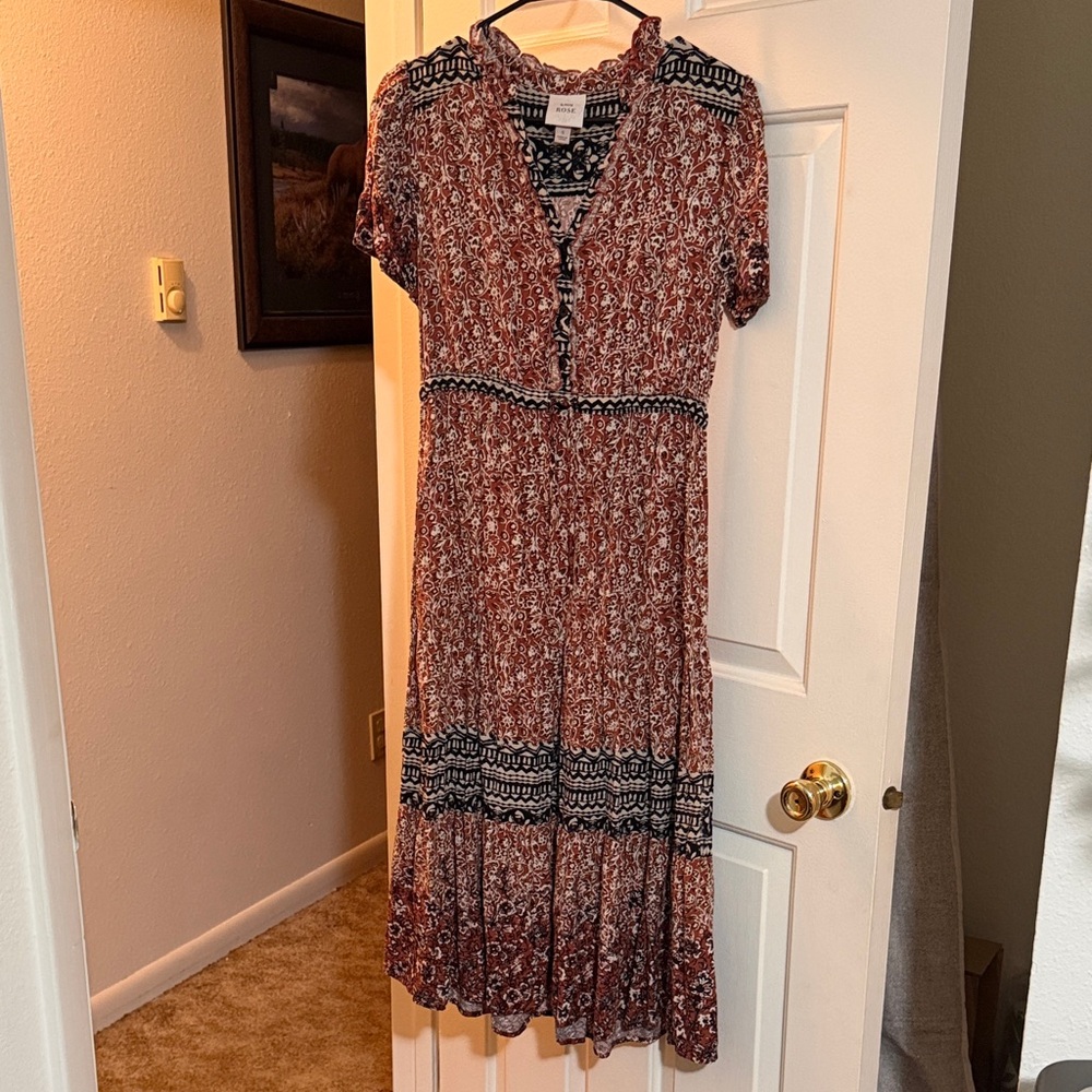 Knox Rose Floral Midi Dress in Red and Black